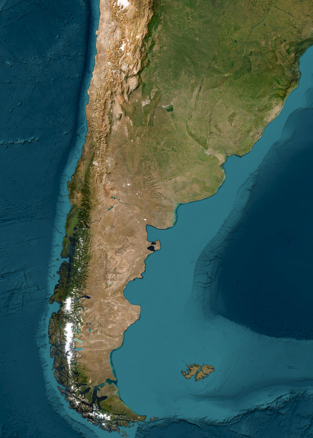 Imagen satelital de la Argentina